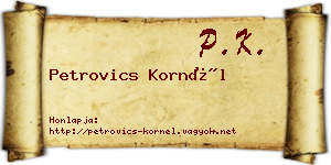 Petrovics Kornél névjegykártya